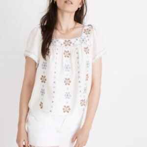 Madewell Floral Embroidered Cream Blouse NEW WITH TAG